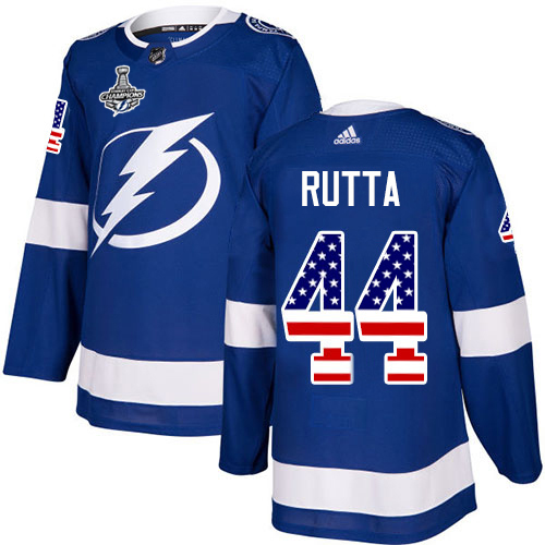 Adidas Tampa Bay Lightning #44 Jan Rutta Blue Home Authentic USA Flag Youth 2020 Stanley Cup Champions Stitched NHL Jersey->youth nhl jersey->Youth Jersey